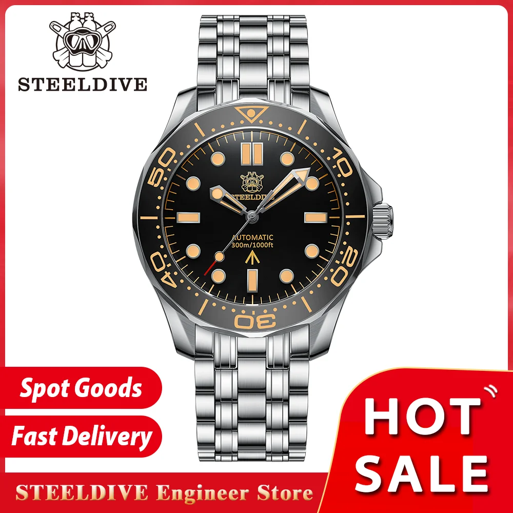 Top Trends: STEELDIVE SD1957 Mechanical Dive Watch Swiss Luminous Ceramic Bezel NH35 Movement 30Bar Waterproof Luxury Retro Men&#039;s Wristwatch Shoppable Styles