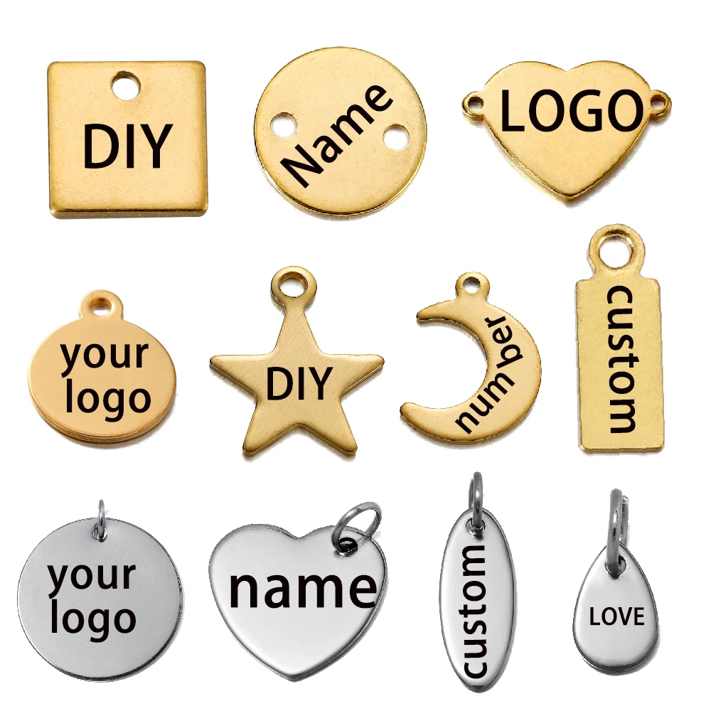 Top Trends: 50-200Pcs Customized Custom Laser Engrave Name LOGO Stainless Steel Personalized Necklace Blank Tags Charms Jewelry Wholesale Shoppable Styles