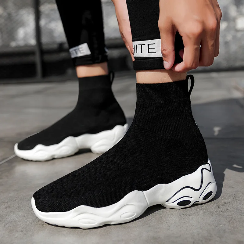 Top Trends: 2022 Unisex Socks Shoes Women Shoes Breathable High-top Boots Fashion Sneakers Stretch Fabric Casual Slip-On Ladies Shoes New Shoppable Styles