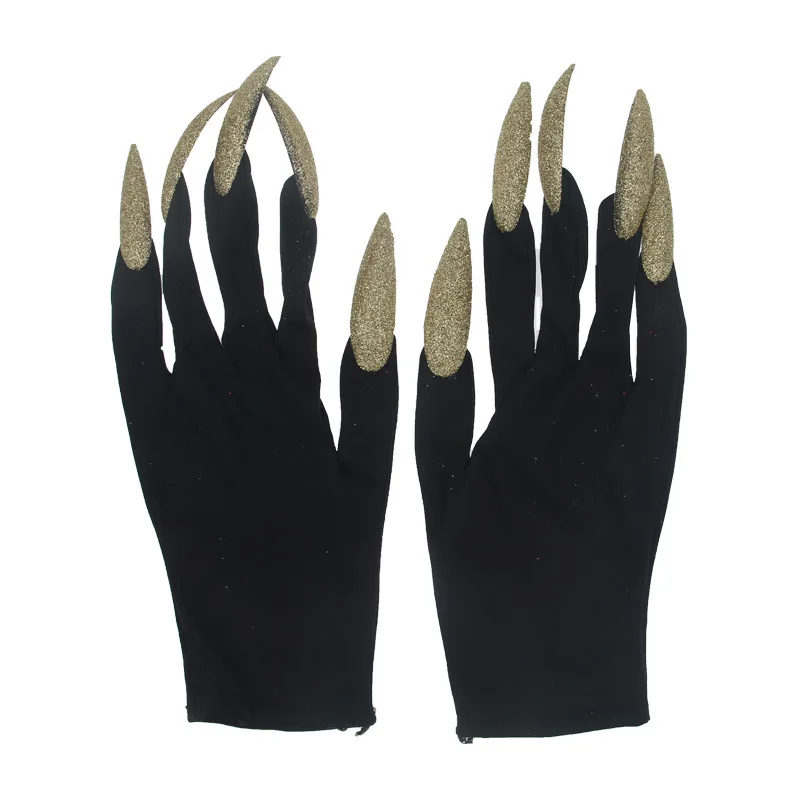 Top Trends: 1Pair Cool Halloween Props Ghost Claw Gloves Women Long Nails Full Finger Wrist Gloves Cosplay Theme Party Witch Gloves Shoppable Styles