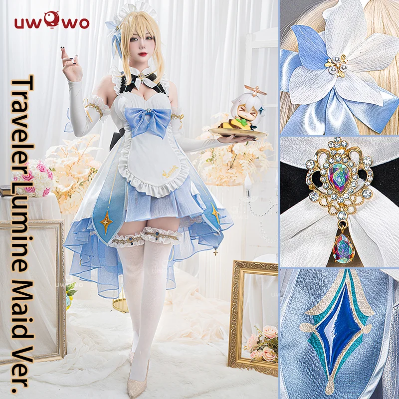 Top Trends: In Stock UWOWO Traveler Lumine Cosplay Maid Costume Game Genshin Impact Cosplay Maid Ver. Lumine Maid Dress Halloween Costumes Shoppable Styles