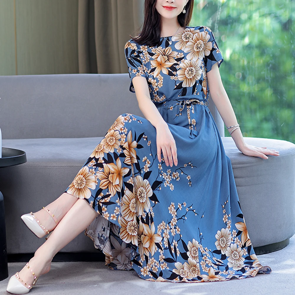 Top Trends: New Fashion 2023 Print Summer Dresses For Women Short Sleeve O-Neck Elegant Summer Dress Woman Clothing Shoppable Styles - Image 5