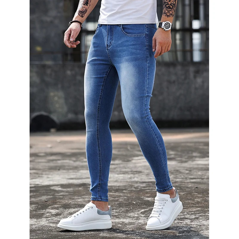 Top Trends: Jeans Men Elastic Waist Skinny Jeans Blue Stretch Hip Hop Denim Pants Streetwear Casual Jeans For Men Jogging Trousers Jean Shoppable Styles