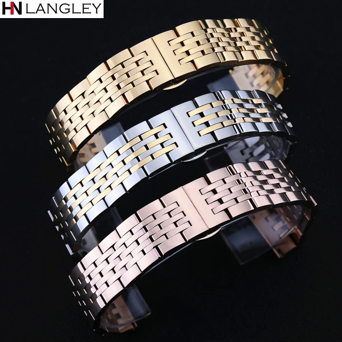 Top Trends: T41 Watch Band Strap Solid Stainless Steel Bracelet Seven Beads Butterfly Buckle 12 13 14 15 16 17 18 19 20 21 22 23 24mm Bands Shoppable Styles