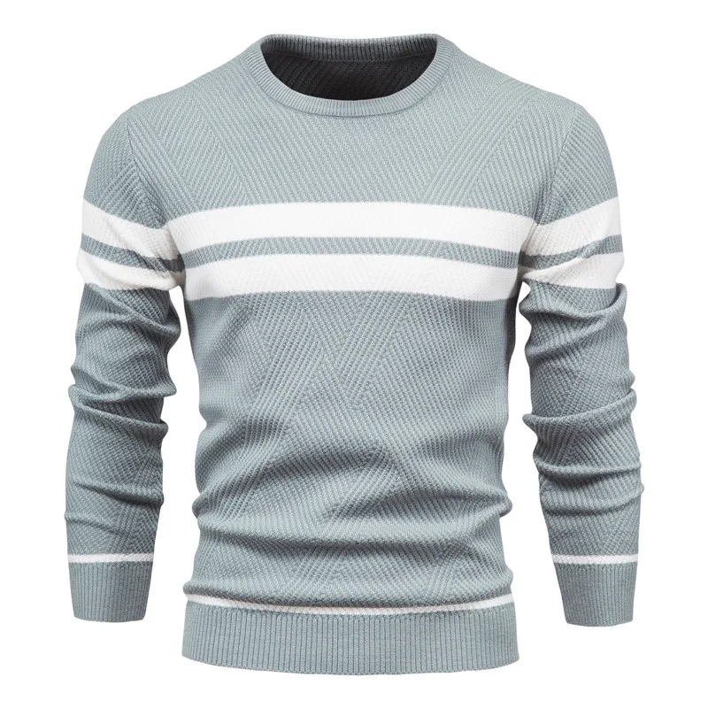 Top Trends: 2023 Fashion High Quality Mens Winter Stripe Sweater Thick Warm Pullovers Men's O-neck Basic Casual Slim Comfortable Sweaters Shoppable Styles