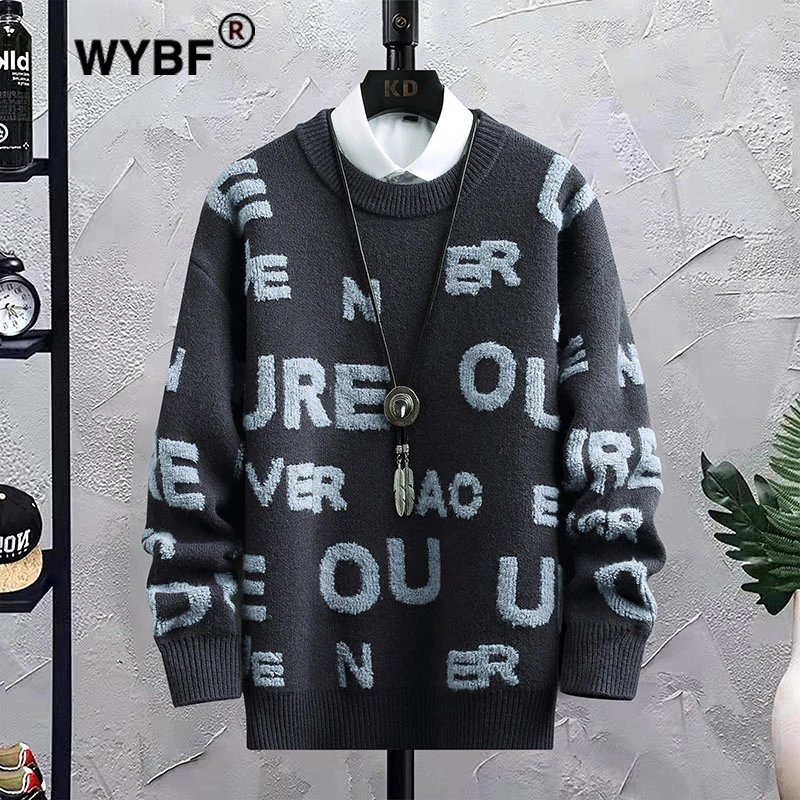 Top Trends: Men's Winter Knitted Sweater Pullover Print Korean Fashion Clothes Knitwears Clothing Spring And Autumn Long Sleeve Round Neck Shoppable Styles