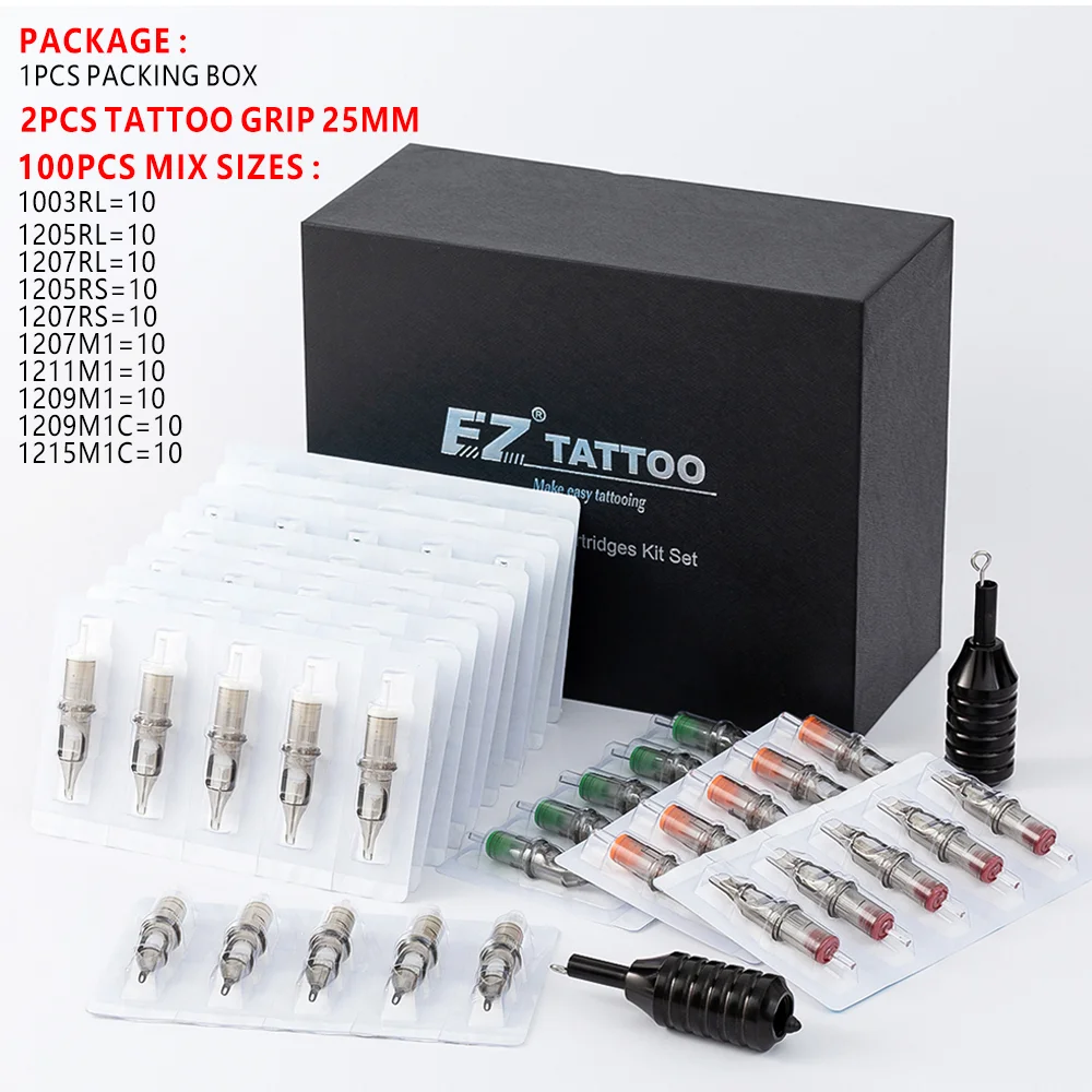 Top Trends: 100pcs EZ Revolution Cartridge Tattoo Needles Kit Microblading Permanent Makeup For Rotary Tattoo Machine Mixed Tattoo Needles Shoppable Styles