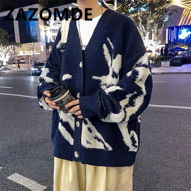 Top Trends: ZAZOMDE Harajuku Oversized Sweater Japan Style Streetwear Korean Fashion Cardigan Jumper For Men Knitted Sweater Cardigan Coat Shoppable Styles