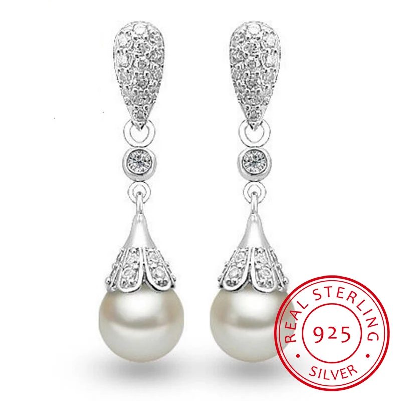 Top Trends: 925 Sterling Silver Pearl Jewelry Natural Freshwater Pearl Drop Earrings For Women Silver Wedding Dangle Earring Shoppable Styles