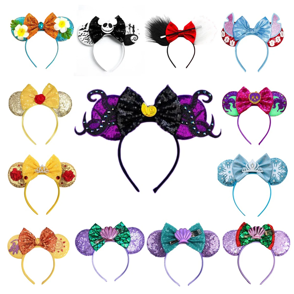 Top Trends: Glitter Mickey Mouse Ears Headband Rhinestone Crown Sequins Girls Birthday Party Princess Hairband Festival Hair Accessory Shoppable Styles