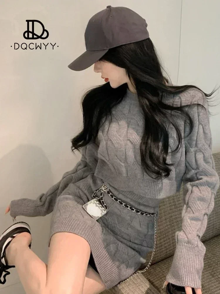 Top Trends: Sets To Dress Casual High Waist Wrapped Hip Short Skirt New Korean Fashion Slim Fit Long Sleeve 2023 Autumn Winter Two Piece Set Shoppable Styles - Image 4