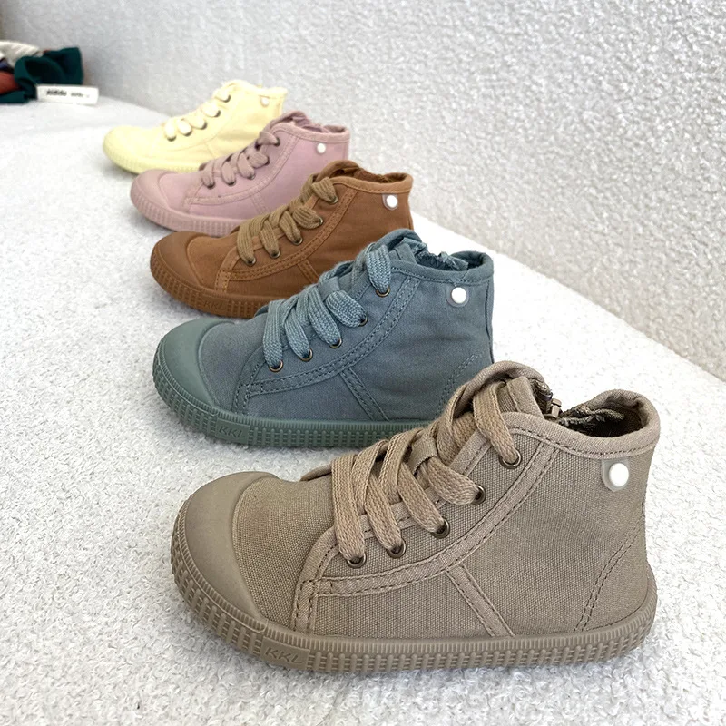 Top Trends: Children Casual Shoes Unisex 2023 Classic High Top Girls Canvas Shoes Student Lace Up Sneakers For Boys Kids Shoes Child Shoppable Styles