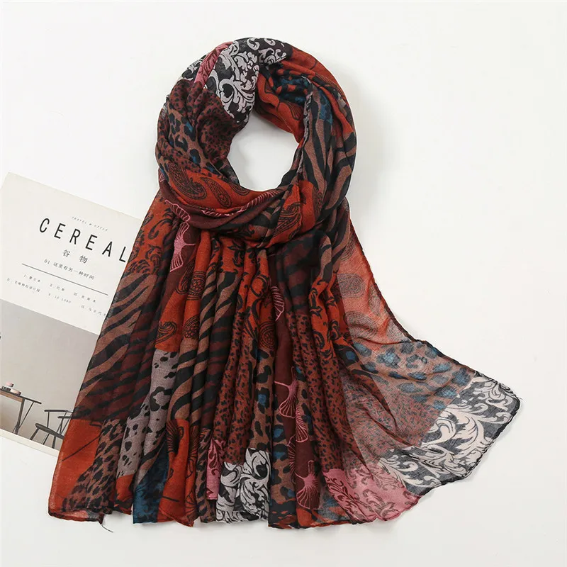 Top Trends: Autumn Fashion Aztec Retro Floral Patchwork Viscose Shawl Scarf Lady Print Soft Voile Wrap Pashmina Stole Muslim Hijab 180*85Cm Shoppable Styles - Image 3