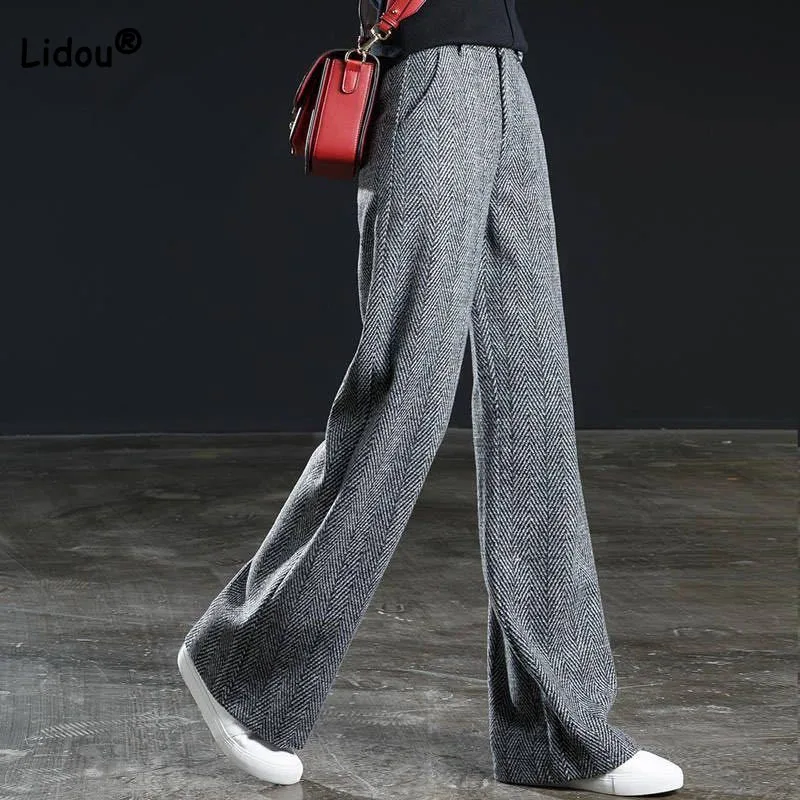 Top Trends: Simplicity Classic Women's Checkered Wide Leg Pants Fashion Commute High Waist Loose Trousers Autumn Winter Female Clothing Shoppable Styles