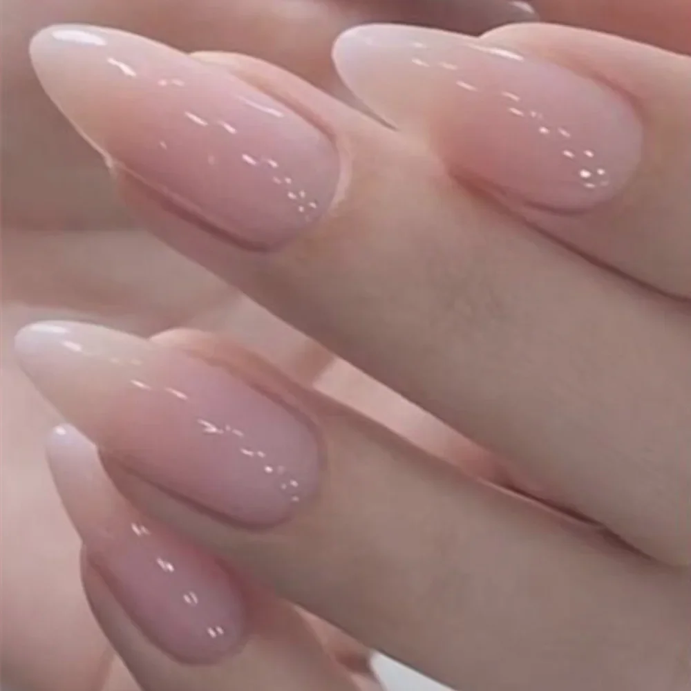 Top Trends: 24Pcs Wearable False Nails With Glue Simple French Pink Ballerina Fake Nails Detachable Full Cover Nail Tips Press On Nails Shoppable Styles