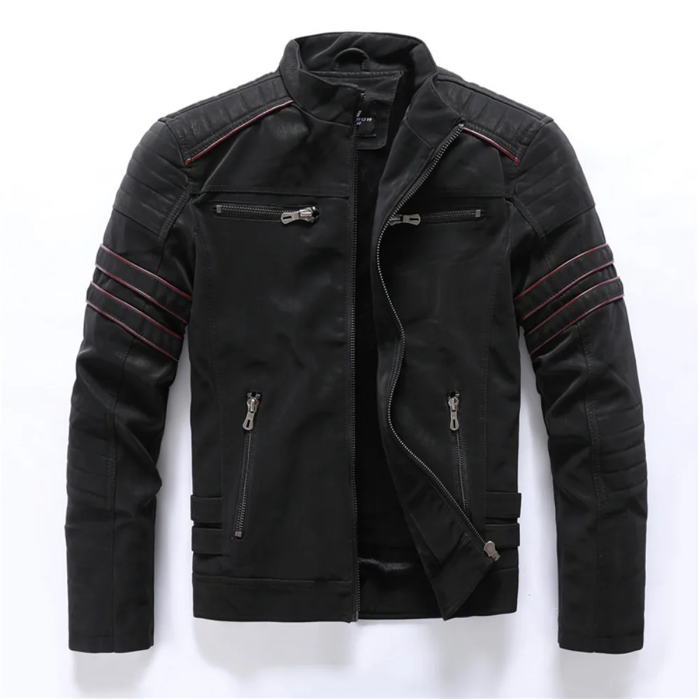 Top Trends: Men's Winter PU Leather Jacket Warm Multi-pocket Motorcycle Leather Jacket High Quality Hip Hop Street Large Size Shoppable Styles - Image 4