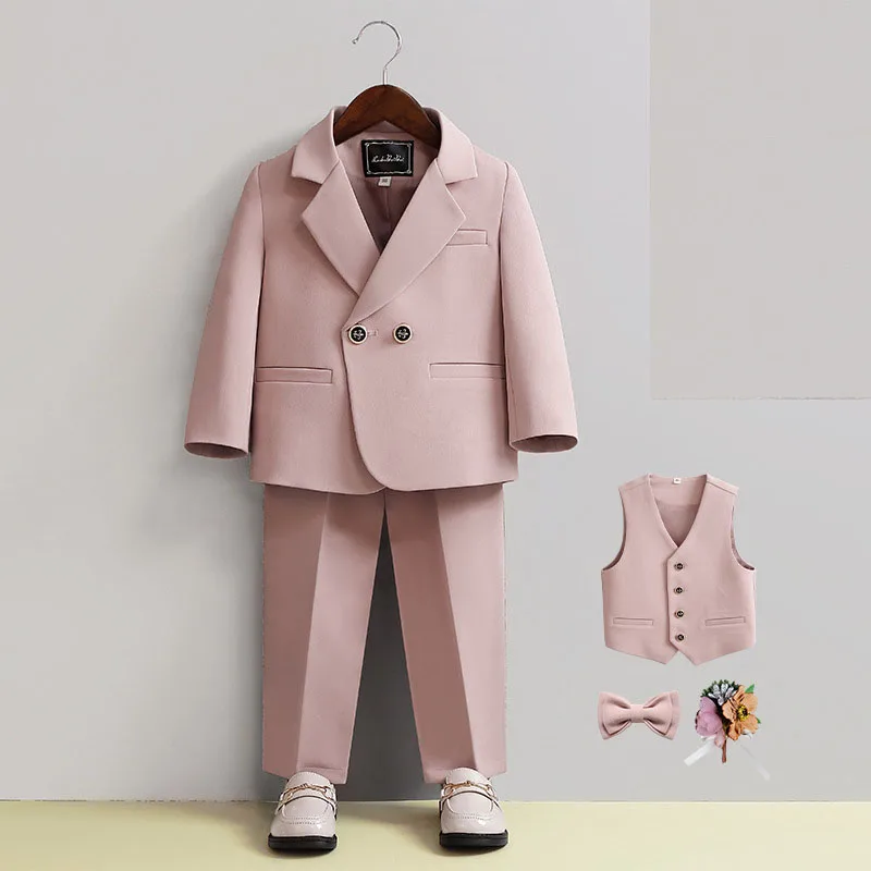 Top Trends: Children Formal Pink Wedding Dress Flower Boys Photography Suit Kids Stage Performance Outfit Baby Birthday Ceremony Costume Shoppable Styles