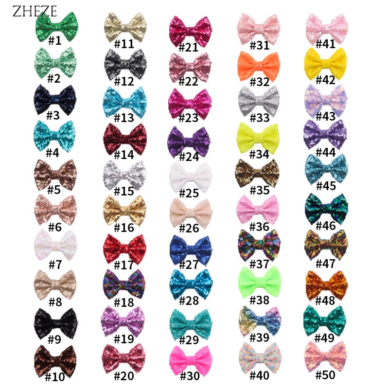 Top Trends: 10Pcs / Lot 71 Colors Chic 4" Sequin Hair Bow WIth / Without Clip Headband Kids Girls Glitter DIY Accessories For Women Shoppable Styles - Image 6