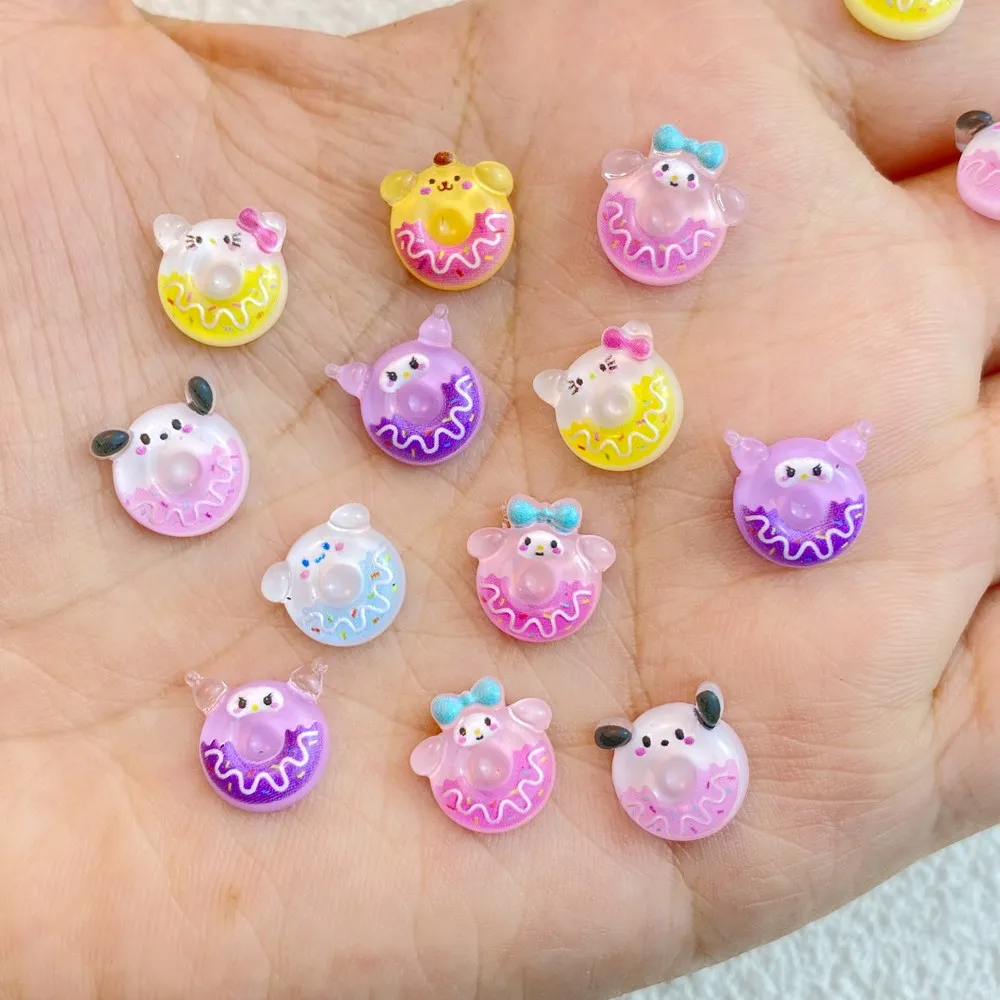 Top Trends: 50PCS 3D Resin Cartoon Animal Sanrio Donut Series Nail Art Charms For Manicure Decor Nails Decoration Supplies Material Shoppable Styles