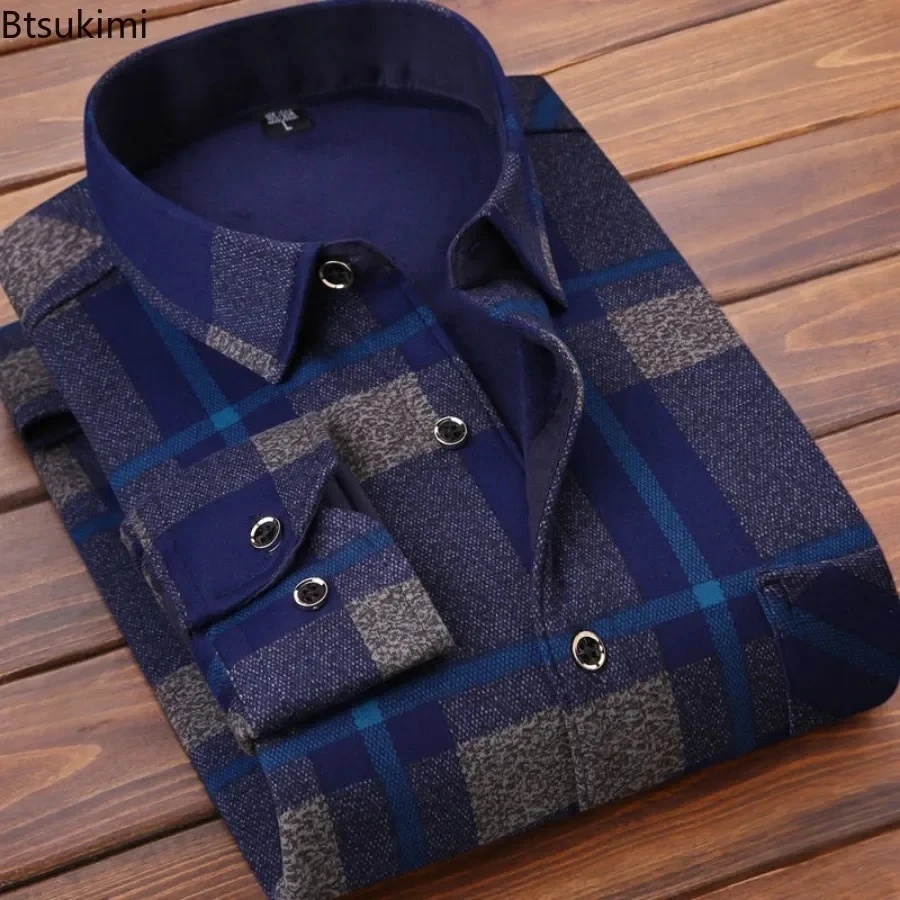 Top Trends: 2024Men&#039;s Casual Warm Shirts Autumn Winter Long Sleeve Plaid Shirt Thick Warm Tops Men High Quality Soft Large Size Shirt Camisa Shoppable Styles