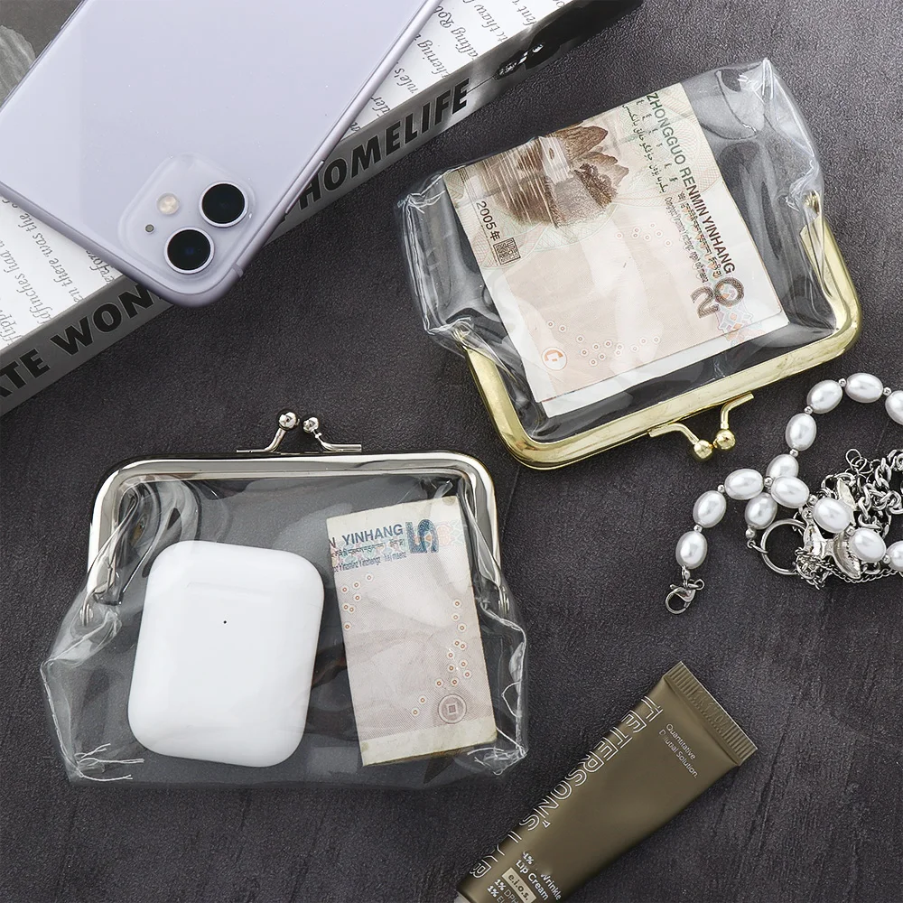 Top Trends: 2022 Transparent Coin Purse Lipstick Credit ID Card Iron Mouth Clip Bank Card Bus Card Card Holder Change Purse Small Wallet Shoppable Styles