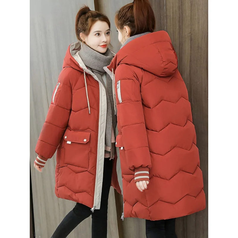 Top Trends: 2023 Winter Women Jacket Coats Long Parkas Female Down Cotton Hooded Overcoat Thick Warm Jackets Windproof Casual Student Coat Shoppable Styles