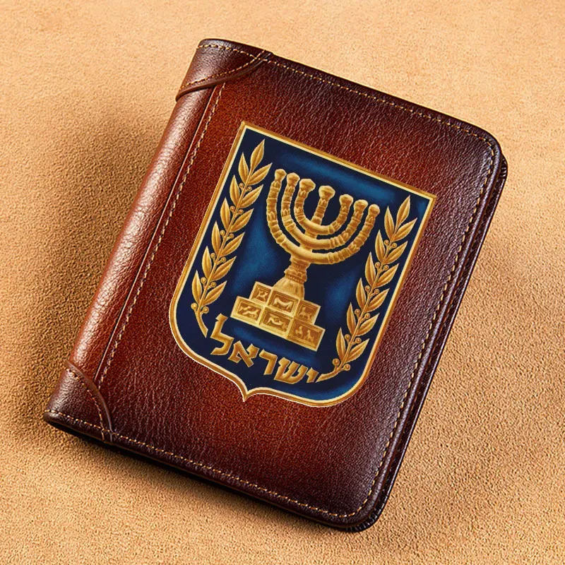 Top Trends: High Quality Genuine Leather Men Wallets The State Of Israel Symbol Short Card Holder Purse Trifold Men's Wallet BK3658 Shoppable Styles