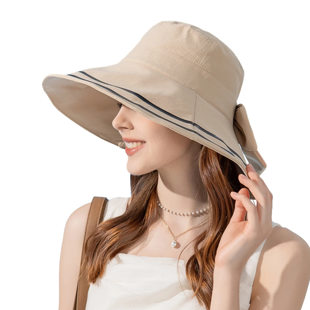 Top Trends: Women Summer Folding Bucket Hat For Beach Holiday Lady Spring Striped Bowler For Outdoor Sunscreen Elegant Sun Protection Cap Shoppable Styles