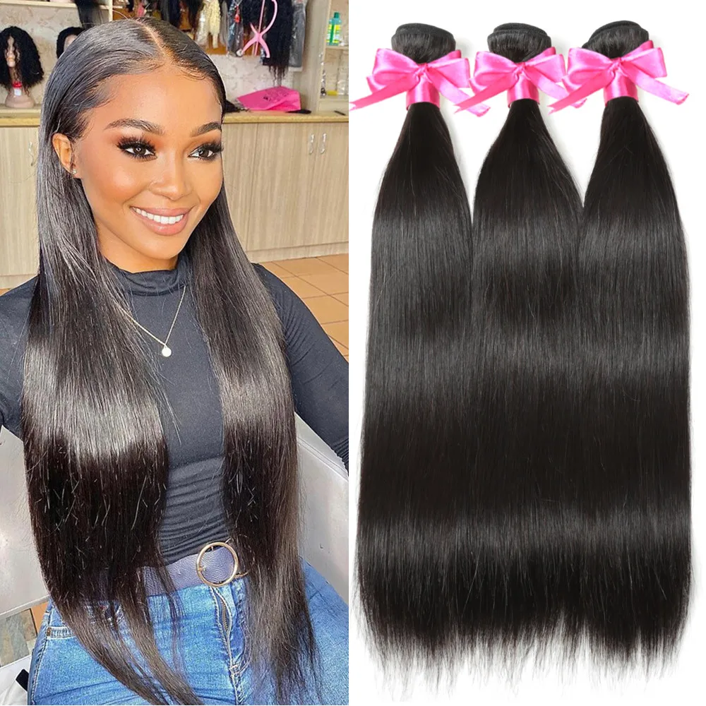 Top Trends: Straight Human Hair Bundles 1 / 3 / 4 Pcs / Lot 10-30 Inch Remy ALIBABY Hair Extensions For Black Women Brazilian Weave Natural Hair Shoppable Styles