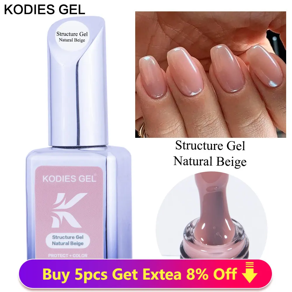 Top Trends: KODIES GEL Manicure Structure Gel Nail Polish 15ML Natural Beige 2 IN 1 Rubber Base Gellak UV Primer Paint Opal Color Varnish Shoppable Styles