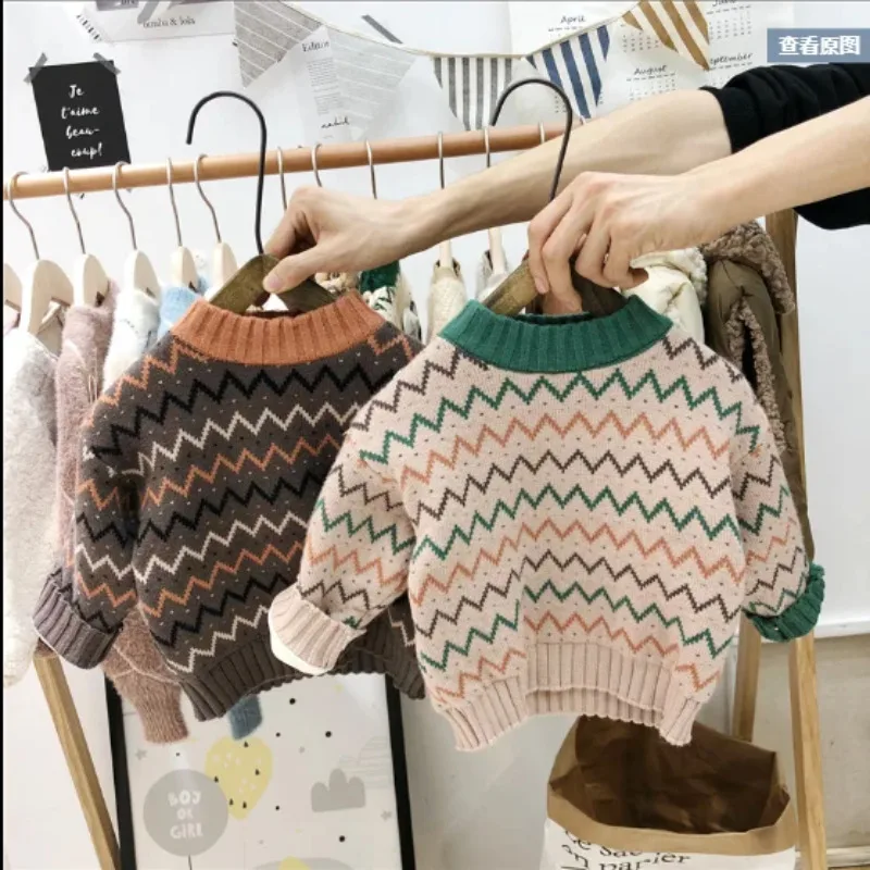 Top Trends: Autumn Winter Boy Girl Pullover Sweater Kids Striped Ribbed Knitting Sweater Children Soft Clothes Boys Tops Outfit Clothing Shoppable Styles