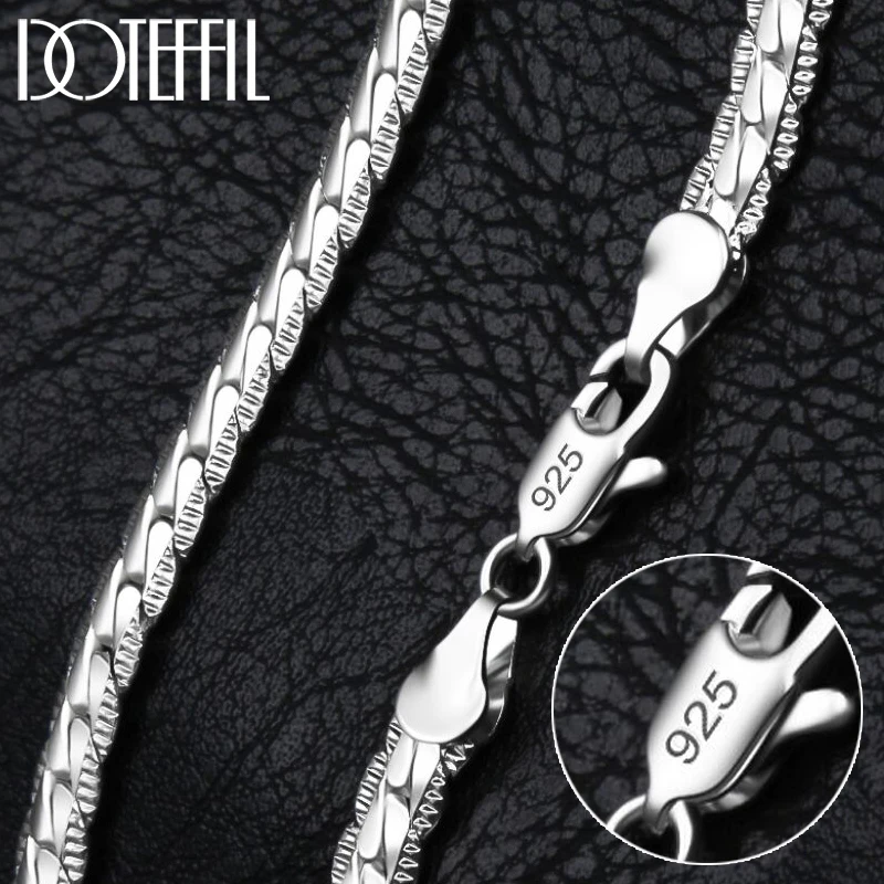 Top Trends: DOTEFFIL 925 Sterling Silver 6mm Side Chain 16 / 18 / 20 / 22 / 24 Inch Necklace For Women Man Fashion Wedding Engagement Jewelry Gifts Shoppable Styles