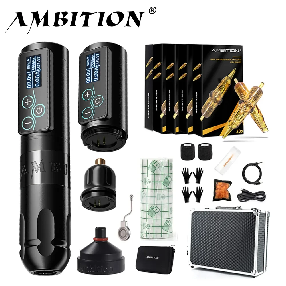 Top Trends: Ambition Vibe Kit Portable Wireless Tattoo Machine Pen Strong Coreless Motor 2400 MAh Lithium Battery For Tattoo Artist Shoppable Styles