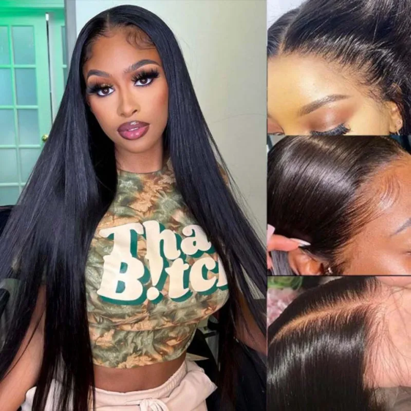 Top Trends: 13x4 13x6 HD Lace Front Human Hair Wigs Straight 40 42 Inch Glueless Bleached Knots Lace Frontal Wig Pre Plucked 4x4 Closure Wig Shoppable Styles