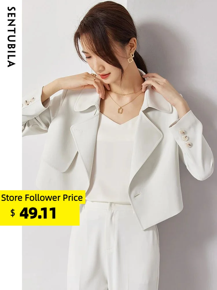 Top Trends: Sentubila Irregular Cropped Blazer Jackets For Women 2023 Fashion Office Ladies Long Sleeve Loose Short Jacket New In Outwears Shoppable Styles