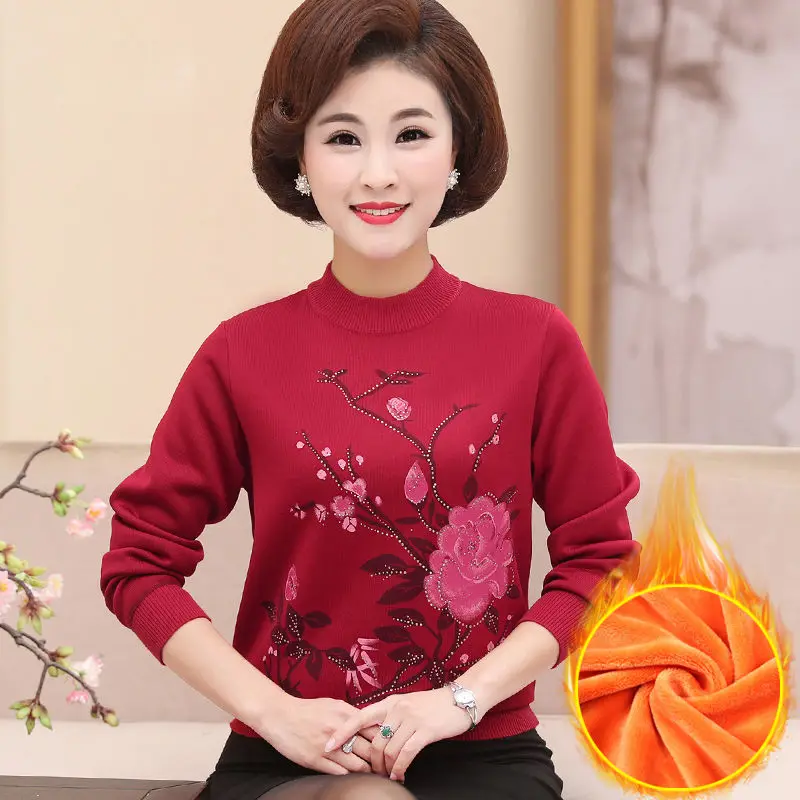 Top Trends: Vintage Printed O-Neck Diamonds Sweaters Women&#039;s Clothing 2023 Winter Loose Knitted Office Lady Pullovers All-match Warm Tops Shoppable Styles