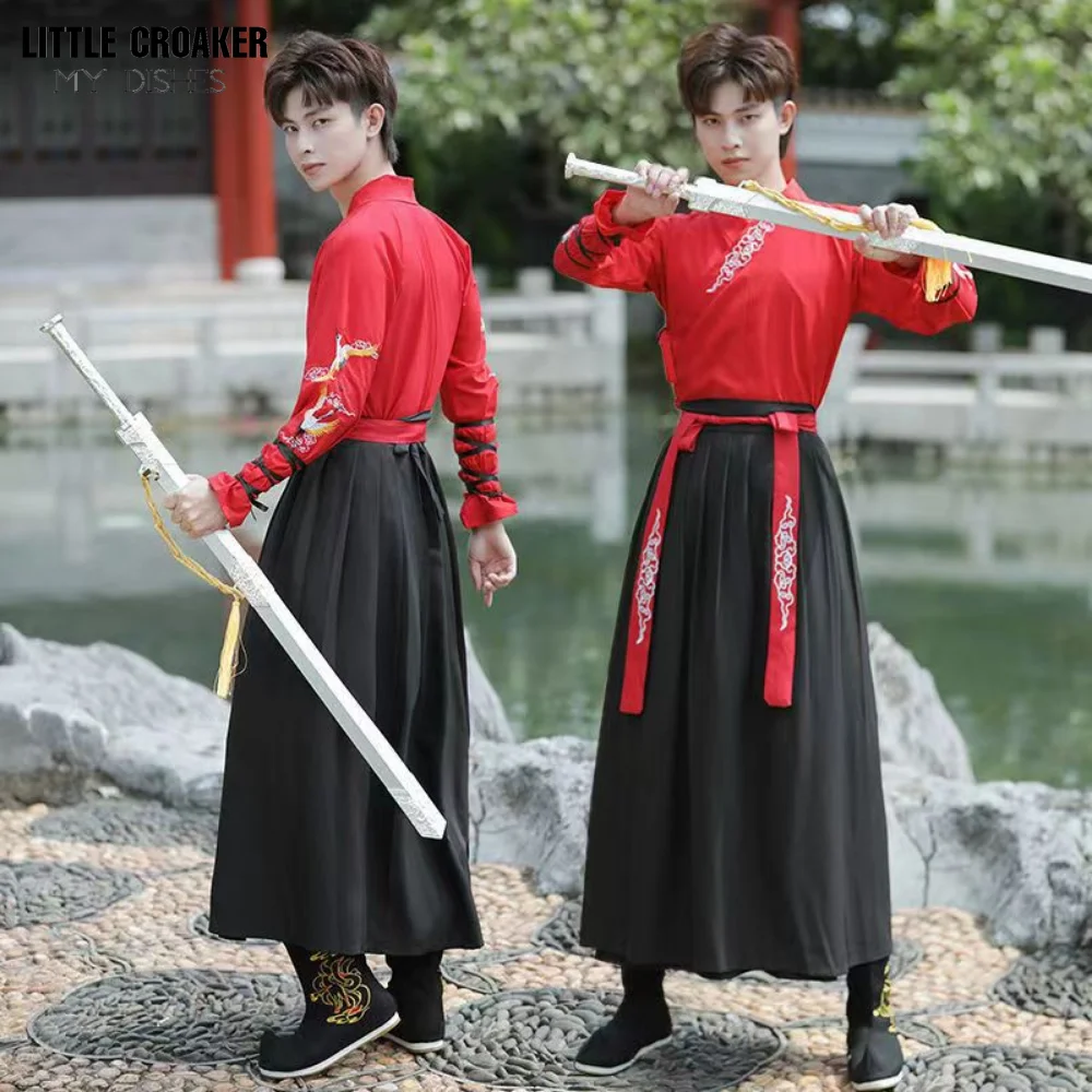 Top Trends: Chinese Clothes Hanfu Black Red Hanfu Women Dresses China Wushu Sword Daxia Cosplay Costumes Kimono Traditional Clothing For Men Shoppable Styles - Image 3