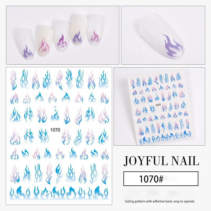 Top Trends: Nail Sticker Flame Fire Torch Light 12 Style High Quality 3D Engraved Nail Stickers Art Decorations Nail Decals Design Korea Shoppable Styles - Image 6