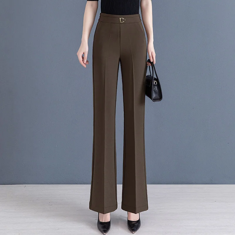 Top Trends: Fashion Loose Elastic High Waist Pockets Solid Color Pants Women's 2023 Autumn New Oversized Office Lady All-match Casual Capris Shoppable Styles