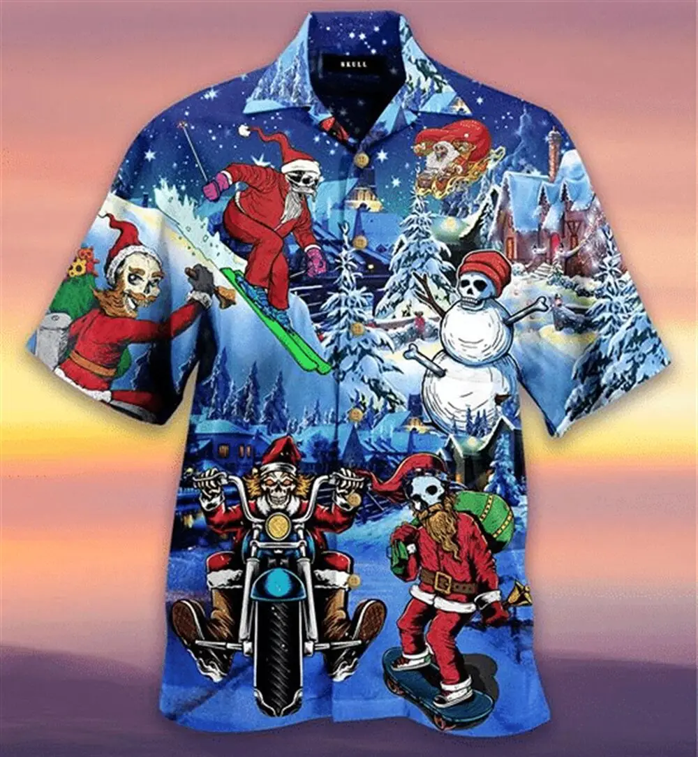 Top Trends: Christmas Santa Claus Snowman Tree Hawaiian Men's Shirts 3d Printed Short Sleeve Tops Clothing Summer Holidays Social Floral Shoppable Styles