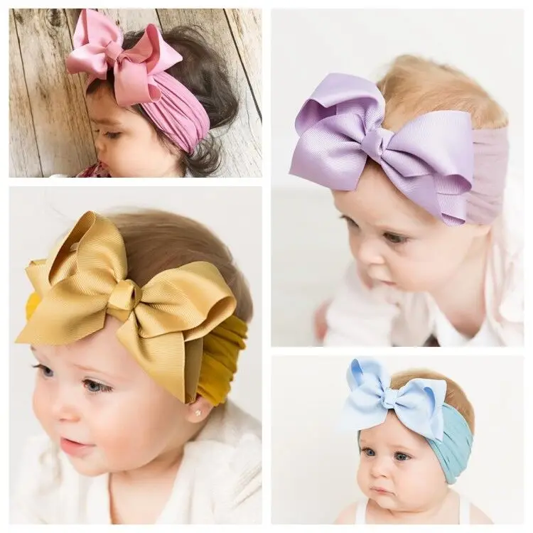 Top Trends: 1Pcs Toddler Girl Ribbon Big Bows Hair Band Baby Headband Wide Turban Newborn Headbands For Kids Hair Accessories Wholesale Shoppable Styles - Image 2