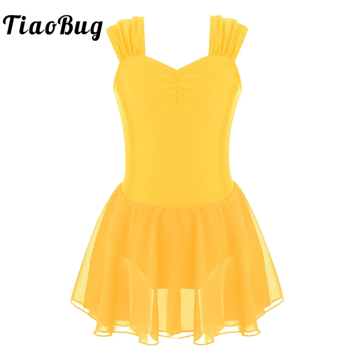 Top Trends: Yellow Ballet Dance Dress Kids Girls Sleeveless Mesh Tulle Ballet Gymnastic Leotard Stage Performance Lyrical Dance Costumes Shoppable Styles