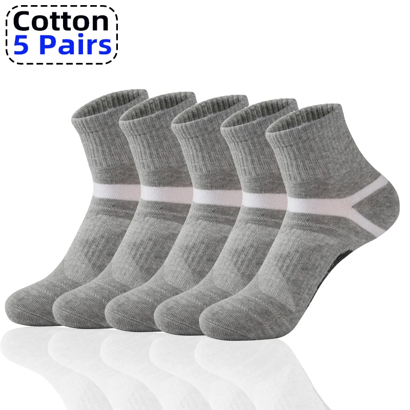 Top Trends: High Quality 5 Pairs / Lot Men&#039;s Cotton Socks Black Sports Socks Casual Run Autumn Winter Socks Breathable Male Sokken Large Size Shoppable Styles