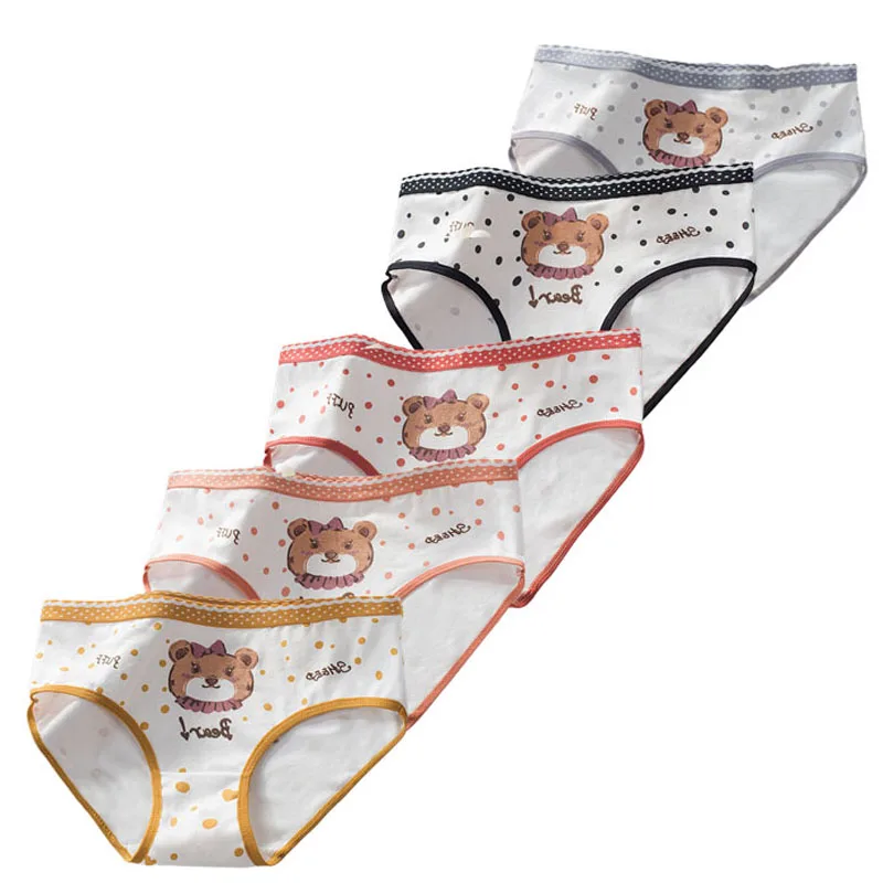 Top Trends: 5 Pcs / Set Cotton Panties For Girls Aged 8-16 Lass Briefs Gals Underwear Cute Print Girl Triangle Underpants Shoppable Styles