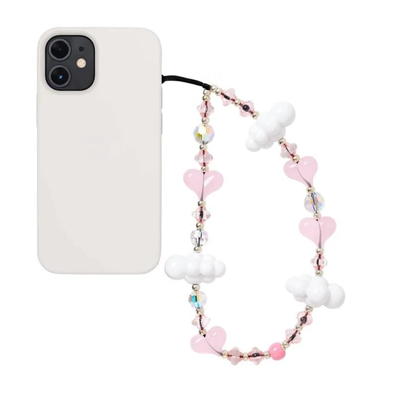 Top Trends: 2023 Pink Heart Phone Straps White Clouds Phone Charm Cellphone Y2K Accesories Jewelry For Women Ins Fashion Korea Phone String Shoppable Styles