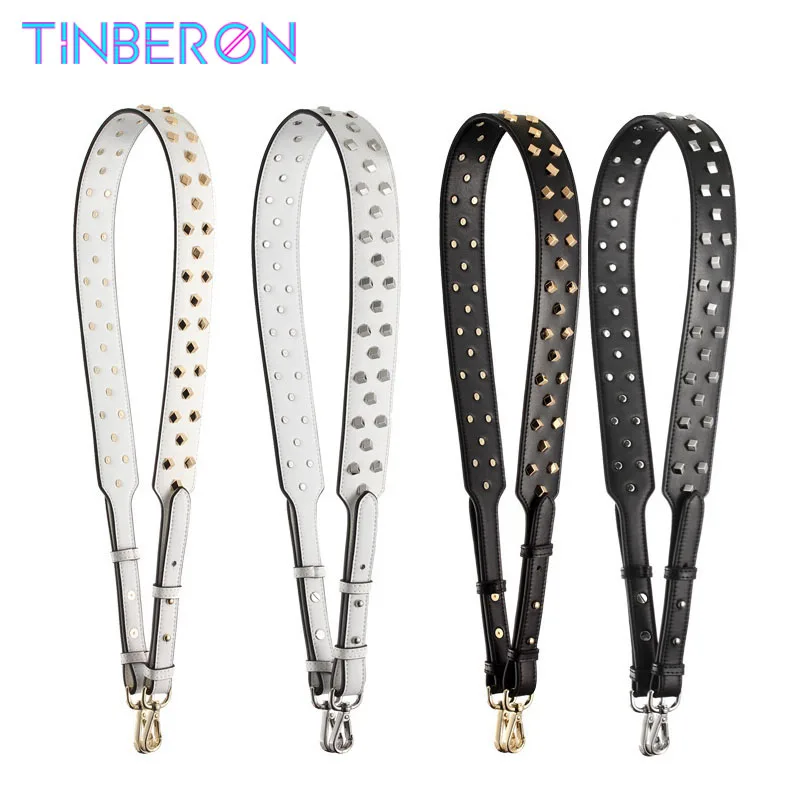 Top Trends: TINBERON Bag Strap For Genuine Leather Adjustable Wide Crossbody Strap Fashion Metal Rivets Bag Accessories Belt Shoulder Straps Shoppable Styles