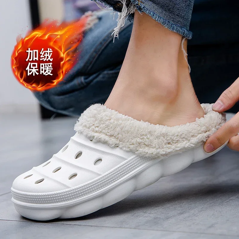 Top Trends: Winter Men Women Slippers Warm Fur Slippers Concise Indoor Home Cotton Shoes Indoor Couple Slippers Men Casual Plush Fur Clogs Shoppable Styles