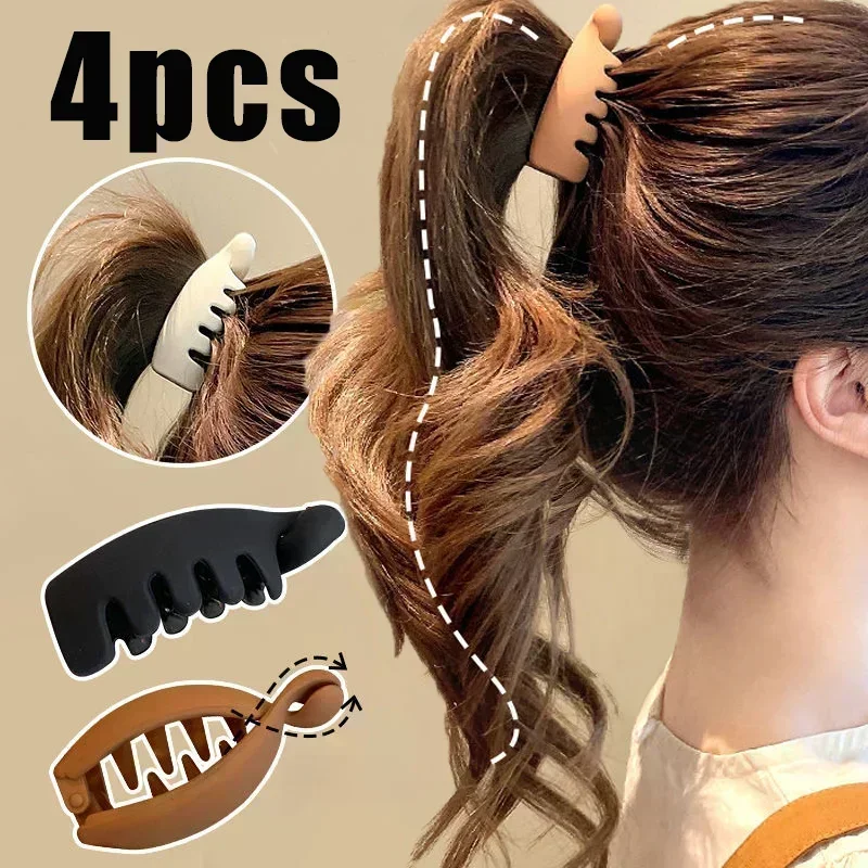 Top Trends: Korean Twist Claw Clips Solid Color Simple Design High Ponytail Styling Tool Hair Accessories Crab Hairgrip For Women Headwear Shoppable Styles