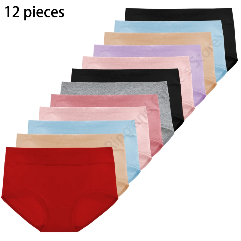 Top Trends: 12Pcs / Women&#039;s Panties Soft Underwear Cotton Plus Size Breathable Briefs Girls Underpants Sexy Lingeries Female Shoppable Styles