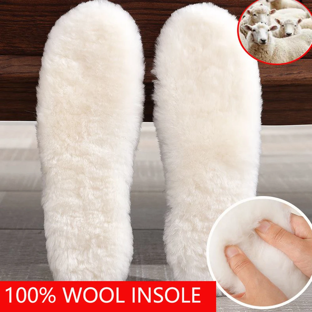 Top Trends: Genuine Sheepskin Fleece Insoles Men Women Winter Thick Cashmere Thermal Real Wool Insoles For Shoes Inner Soles For Snow Boots Shoppable Styles